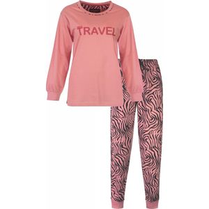 Irresistible Dames Pyjama - Katoen - Zebra Print - Rose - Maat S