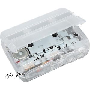 Mrs. Jones Premium Collection Draagbare Bluetooth 5.0 Cassettespeler met Hoofdtelefoon Auto-reverse-functie FM-radiofunctie (wit)