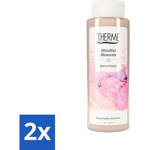 2 x Therme - Mindful Blossom - Badschuim - Verfrissend - Verzorgend - 500ml - Badschuim - Ontspannen Bad - Wellness - Bloesemgeur - Pioenroos