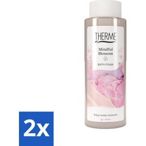 2 x Therme - Mindful Blossom - Badschuim - Verfrissend - Verzorgend - 500ml - Badschuim - Ontspannen Bad - Wellness - Bloesemgeur - Pioenroos