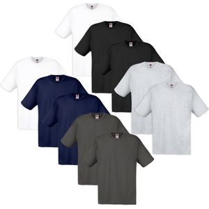 10 Fruit of the Loom Original T-shirt 100% katoen multi-kleur S