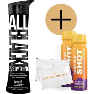 Devoted Creations - All Black Everything + 2 Your Sun Shots + 2 Verfrissingsdoekjes
