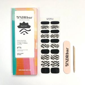 WNDRbar Gel nagelstickers - Black Swirl - 1 strip - Nagelstickers voor UV Gelnagels - Zwart nail art - Zwart-transparant - Gel nails - Gel nail wraps - Nail wraps - Semi-cured nail wraps - Nail stickers - gellak stickers - Gel Manicures
