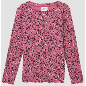 s.Oliver - RED LABEL Junior Shirt - Berry - Lange Mouwen - Met Print All-over