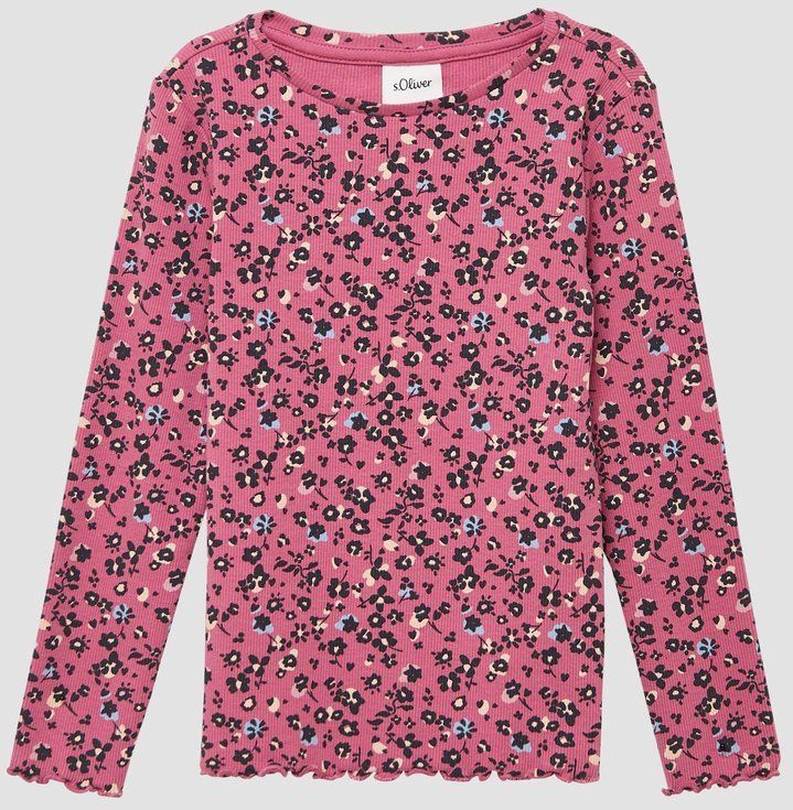 s.Oliver - RED LABEL Junior Shirt - Berry - Lange Mouwen - Met Print All-over