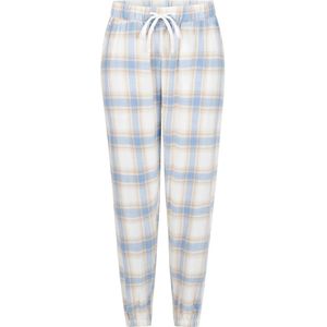 Hunkemöller Dames Nachtmode Petite Pyjamabroek Twill Check - Blauw - maat XS