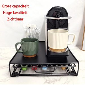 Melili Capsule Houder met Lade-suphouder-Koffiecups houder-RVS - Cups houder voor 40-Zwart