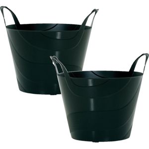 Prosperplast Flexibele Emmer - 3x - 15 liter - zwart - wasmand - kuip - flexibel - met handvaten