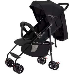 Lichtgewicht kinderwagen - Buggy - Opvouwbaar - Liggen en zitten - Kinderen - Handig met reizen - Zwart