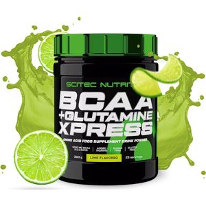 Scitec Nutrition® - BCAA + Glutamine Xpress (300 gram - Lime) - Limoen - 25 doseringen - aminozuren - aminozuur - bcaa - l-isoleucine - l-leucine - l-valine - poeder
