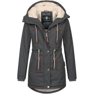 Navahoo - Ireliaa - Parka - Antraciet - Windafstotende winterjas met teddyvoering en capuchon