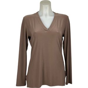 Angelle Milan – Travelkleding voor dames – Effen Cappuchino blouse – Ademend – Kreukvrij – Duurzame Jurk - In 5 maten - Maat M