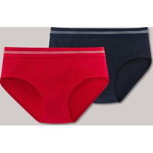 Schiesser - Panty 2-pack dubbelribstof rood/nachtblauw - Long Life Cotton - 10 jaar/140