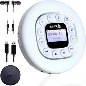 Draagbare cd-speler met lange batterijduur - FM-radio - MP3 - SD-kaart - Bluetooth - wit