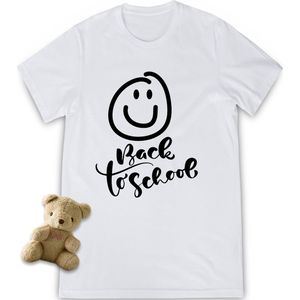 T shirt Back to School - Grappig tshirt voor jongens en meisjes - Unisex maten: 92 t/tm 164 - Shirt kleuren: wit, turquoise en fuchsia.