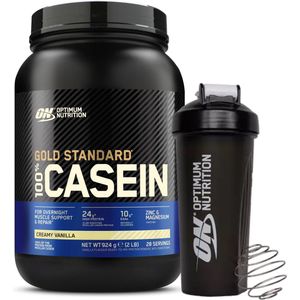 Optimum Nutrition 100% Casein Time Release Protein Bundel - Vanille Caseine Proteine Poeder + ON Shakebeker - 28 servings (924 gram)