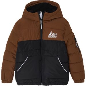 Tweekleurig Donsjack - Bruin - Jongens - Gevoerde Capuchon - Gerecycled Polyester