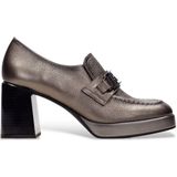 Hispanitas - Leren Mucassins - Brons - Licht Vierkante Loafers - Blokhak 7 cm