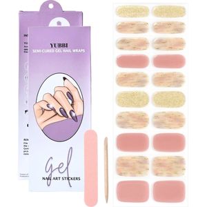 YUBBI Gellak Stickers - Gel Nail Wraps - Gelnagel Manicure - UV Nagelstickers - Pink Sparkle
