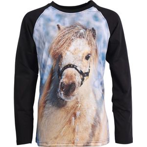 Red Horse Shirt Pixel Kids Zwart - 152
