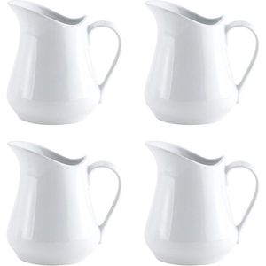 Melkkannetjes - Mini-kannetjes voor sauzen - 4 stuks - Wit - Porselein - 80 ml