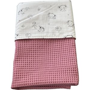 baby deken kinderwagen deken wieg deken mauve olifantjes 60 x 90 cm