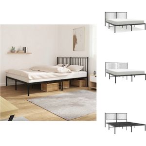 vidaXL Bed Frame - Klassiek - Metaal - Zwart - 207x166x90.5 cm - Geen Matras Inbegrepen - Bed