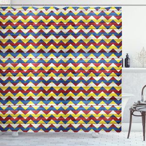 New Bed, Chevron Retro Wapen, Douchegordijn Badkamer Decor Set met Haakjes, 180 cm B 200 cm L