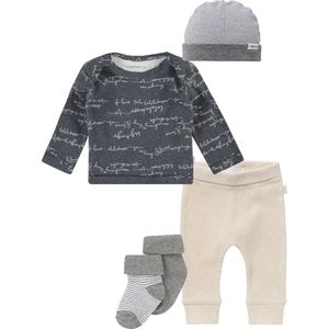 Noppies set(5delig) Oatmeal broekje met grijs shirt, mutsje en 2 paar sokjes - Maat 50