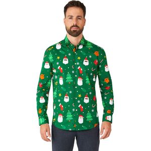 OppoSuits SHIRT LS Festivity Green - Heren Overhemd - Kerstshirt - Groen - Maat XXL