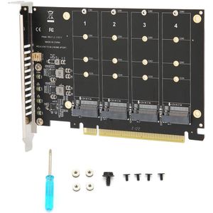 PH44-adapterkaart, 4-poorts M.2 NVMe SSD naar PCIE harde schijf converter-uitbreidingskaart, kaartlezer voor M.2 NVME protocol SSD/M.2 PCIE-apparatuur (ph44)