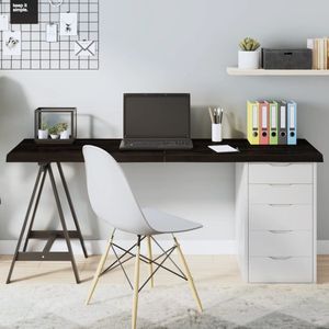 The Living Store Tafelblad 160x50x(2-4)cm behandeld eikenhout donkerbruin - Eikenhouten Tafelblad - Massief Eiken - Tafelblad Vervangen - Salontafel - Eetkamertafel