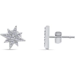 Silventi 9SIL-23101 Zilveren Oorknopjes met Zirkonia - Ster - 7,9x7,9mm - Rhodium - Zilver
