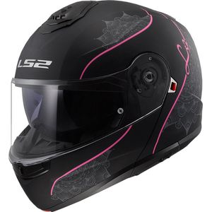 LS2 - FF908 Strobe II Lux - Modulaire Helm - Mat Zwart / Roze