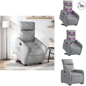 vidaXL Elektrische Sta-op-massagestoel - Elektrische Sta-op-massagestoelen - Massagestoel - Sta-op-massagestoel - Sta-op-massagestoel elektrisch verstelbaar stof lichtgrijs