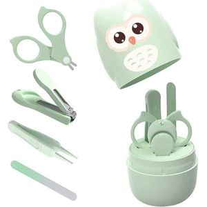 Nieuwe titel: Babynagelverzorgingsset voor pasgeborenen - Baby Manicure Set met Veilige Babynagelknipper, Schaar, Pincet en Nagelvijl - Schattige Uil Geschenkverpakking (Blauw)