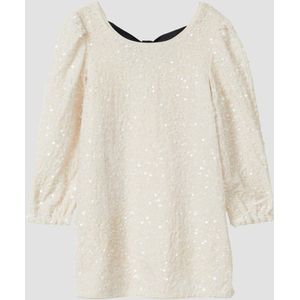 s.Oliver midi jurk met pailletten ecru