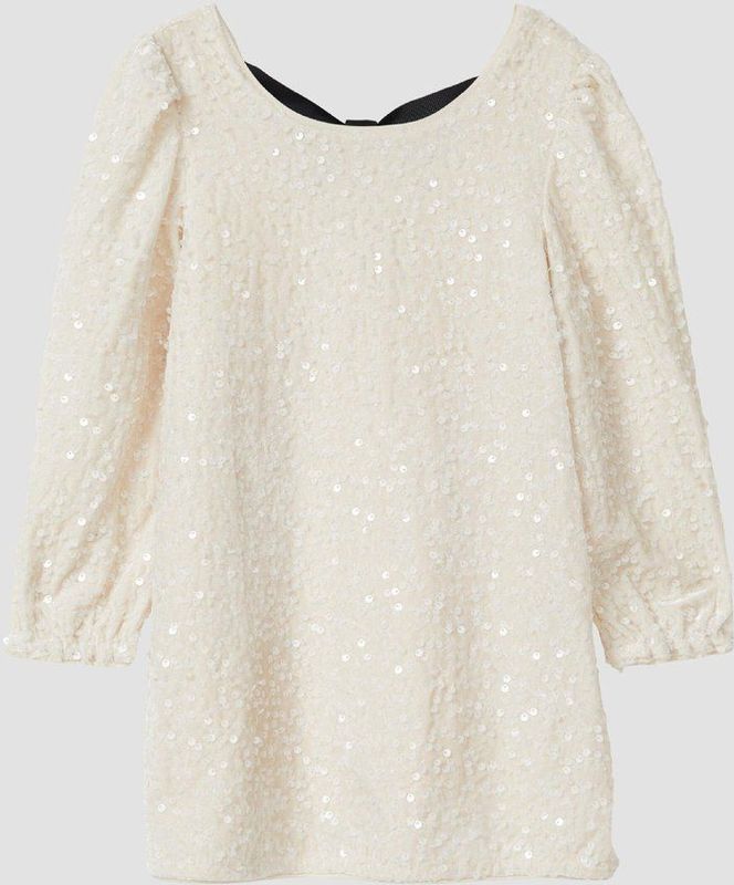 s.Oliver midi jurk met pailletten ecru