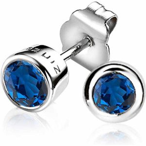 Zinzi zilveren oorknoppen rond donkerblauw ZIO322DB