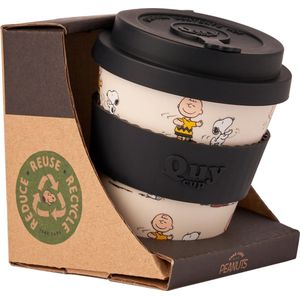 Quy Cup 230ml Ecologische Reis Beker - SNOOPY - Dansen - BPA Vrij - Gemaakt van Gerecyclede Pet Flessen met Zwart Siliconen deksel-drinkbeker-travelcup-eco-BPA vrij