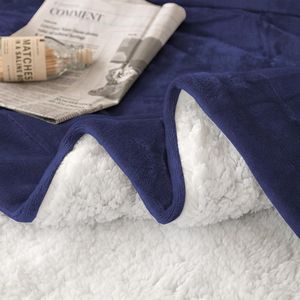 Knuffeldeken, 230 x 270 cm, Marineblauw, Fleece deken, Sherpa bank, Gooi, Bankdeken, Warm, Winter, Zacht (Marineblauw, 230 x 270 cm)