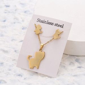 sieraden set - oorbellen en ketting - earrings and necklace - cats - kat - poes - stainless steel - dier - waterproof - cadeau idee - kado kerst moeder - mam