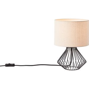 Brilliant Lamp Melfort tafellamp zwart/beige metaal/bruin kunststof 1x D45, E14, 42 W