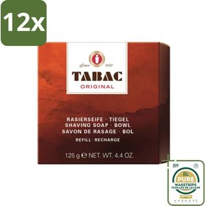 Tabac Original - Scheerzeep Navulling - Voor pot - 125 gr - Voordeelverpakking - 12 stuks - Scheerzeep pot - Tabac Original