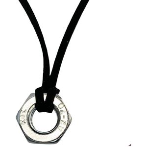 Ketting -moer M.- zilverkleur- gereedschap- 65 cm- Zwart- Charme Bijoux