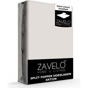 Zavelo Splittopper Hoeslaken Satijn Creme - Lits-jumeaux (160x200 cm) - 100% Katoensatijn - Soepel & Zacht - Perfecte Pasvorm