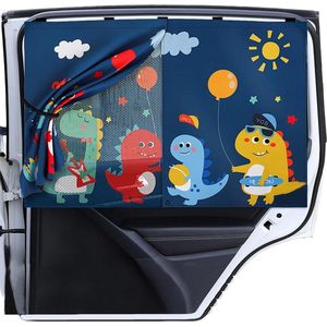 Baby Auto Zonwering 68x50 cm - Magnetische Gespen - UV-Bescherming - Dinosauruspatronen - Zonnescherm