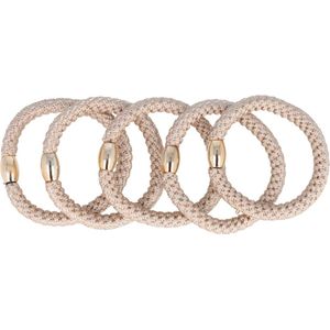 Haarsoires Haarelastieken basic - Hair Tie - Taupe grijs - Set van 5 - Eenvoudige Haar Elastieken voor Dagelijks Gebruik