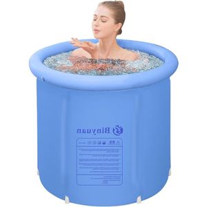 Opvouwbare draagbare opblaasbare badkuip 75 x 75 cm van kunststof - hydrotherapie voor volwassenen - lichtblauw bath bucket