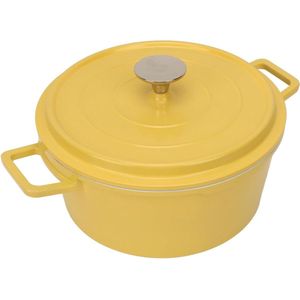 Geëmailleerde Dutch Oven Pot - 9,4 Inch diameter - Non Stick Braadpan Schotel - Grote Capaciteit Diepe Gietijzeren Pot - Thuis Inductie Kookplaat - Kokend Binnenpotje .